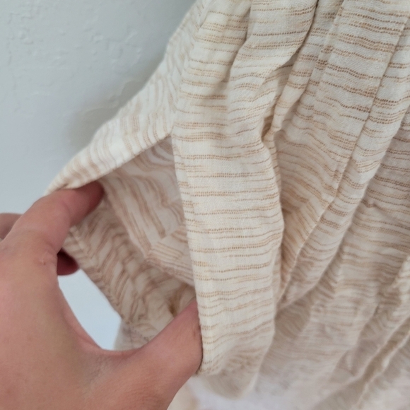 Lola Sport Women's 40 Medium Beige Ivory Cap Sleeve Midi Dress Button Down - Picture 11 of 13